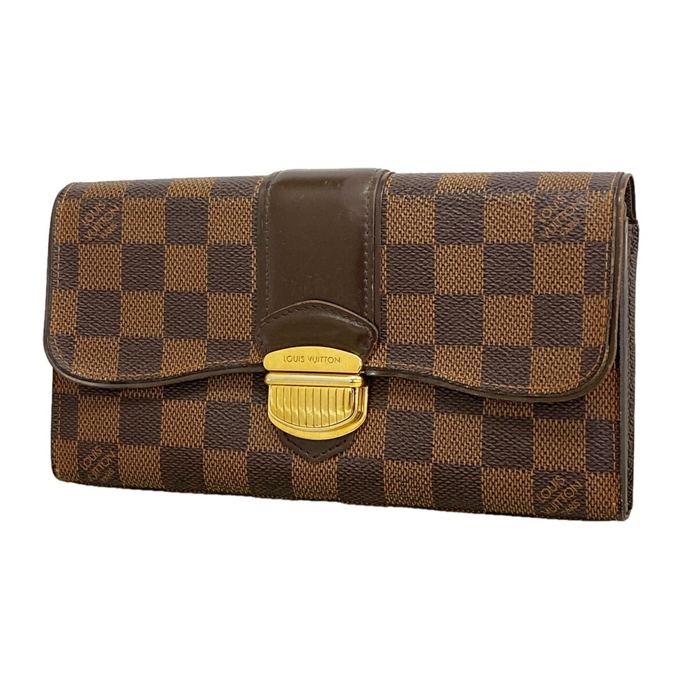 Louis Vuitton Damier Portefeuille Sistina Long Wallet N61747 Ebene Women's